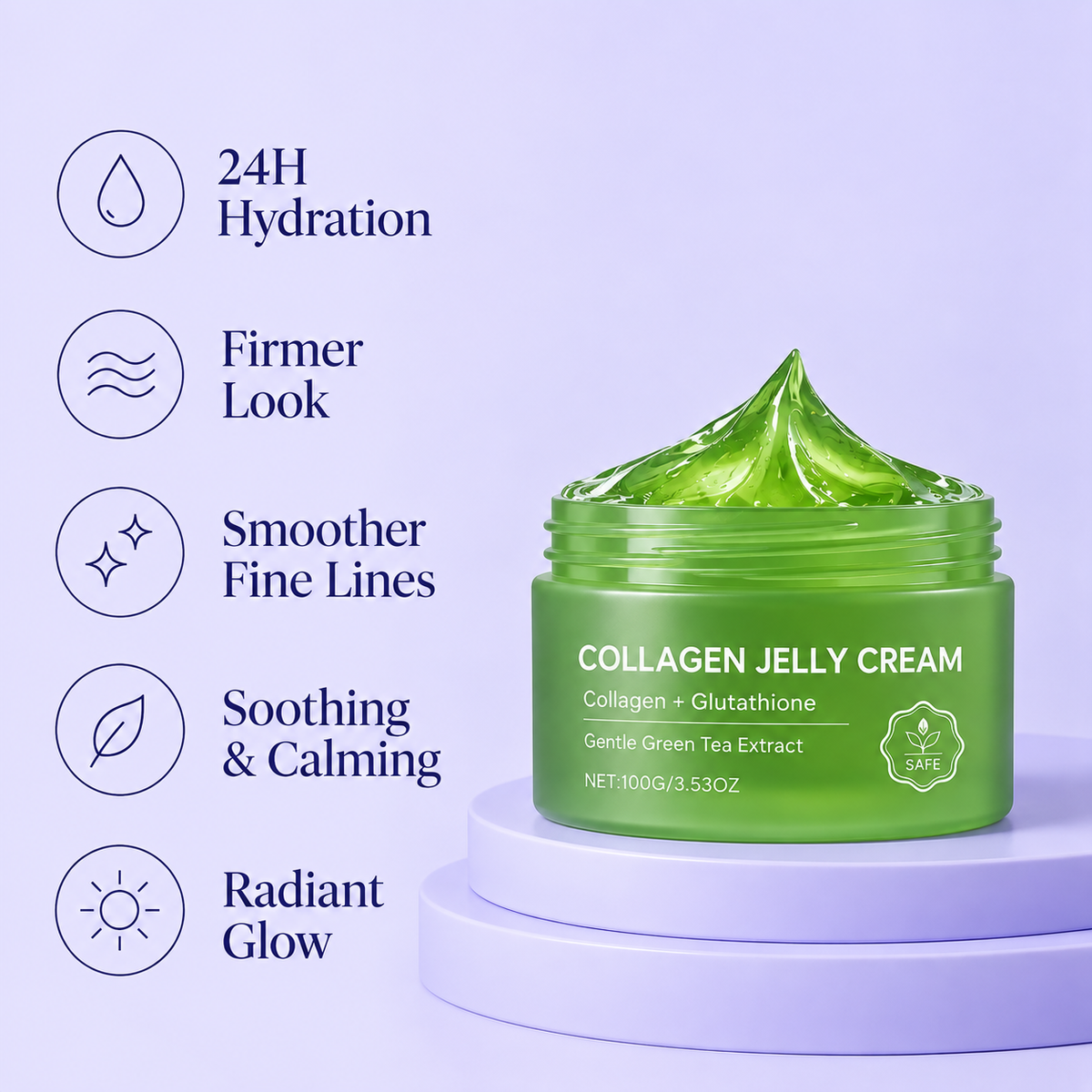 Green Tea Collagen Jelly Cream (Collagen + Glutathione)