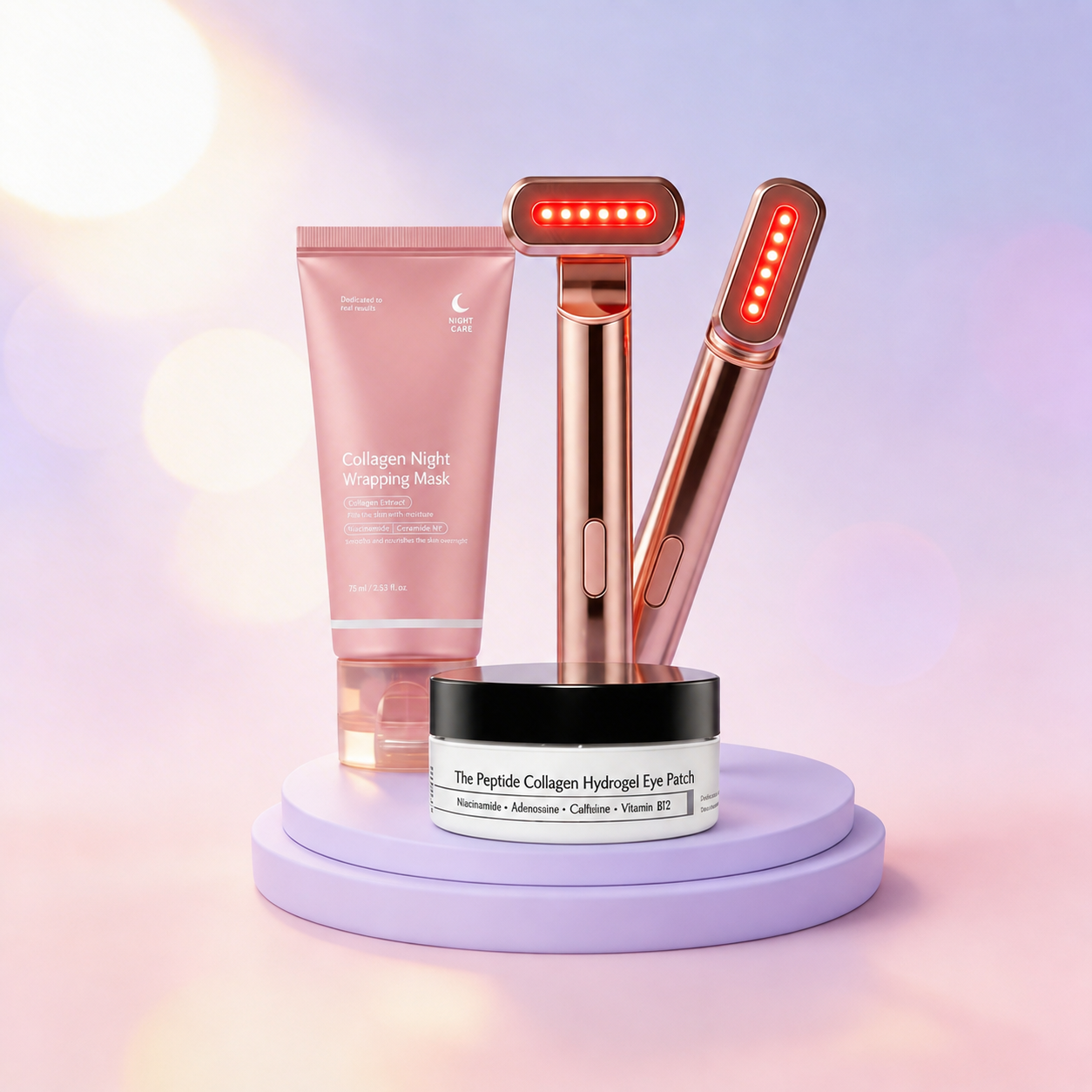 The Lifted Look Ritual: Bright Eye Patches + Overnight Glow Mask + RenewPro Red Light Wand