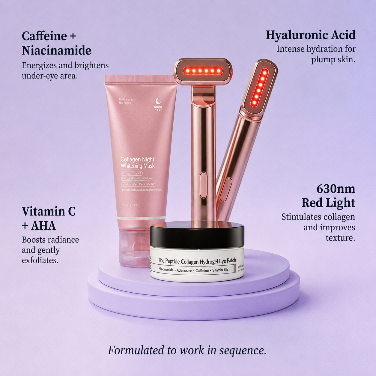 The Lifted Look Ritual: Bright Eye Patches + Overnight Glow Mask + RenewPro Red Light Wand